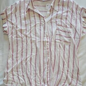 Mine (Blu-Pepper) Pink and White Striped Shirt